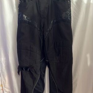 Men's Black Cargo Pants with Patterned Accents